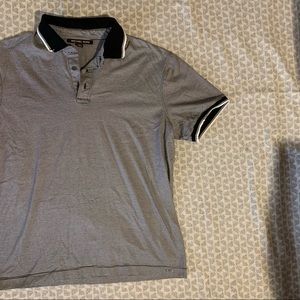 Michael Kors Black and White Striped Men's Polo